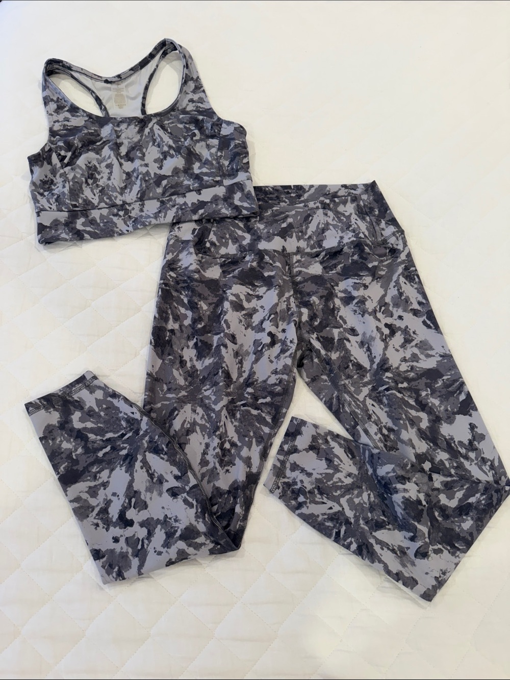 Gray & Black Camo Racerback Sports Bra - Size L